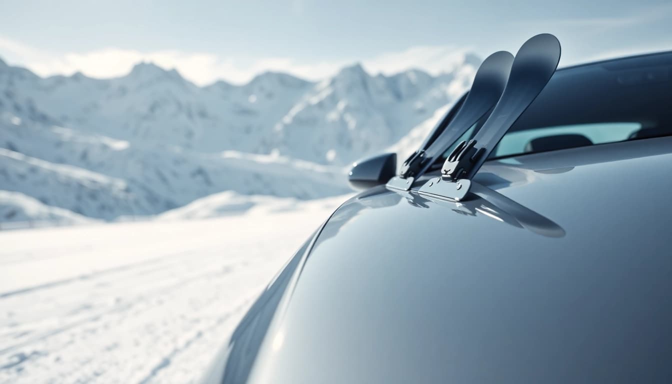 Betrachten Sie Auto Kufen, die fachmännisch auf einem sportlichen Auto montiert sind.