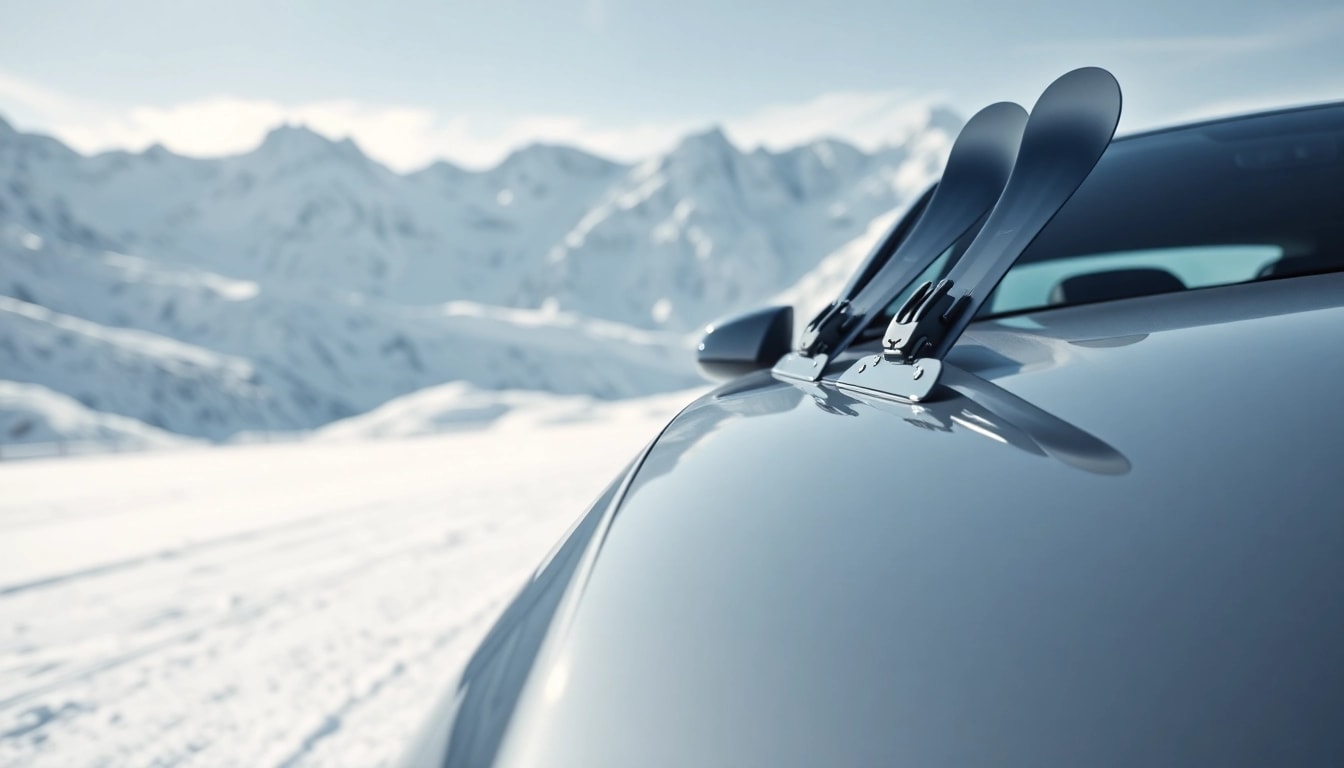 Betrachten Sie Auto Kufen, die fachmännisch auf einem sportlichen Auto montiert sind.