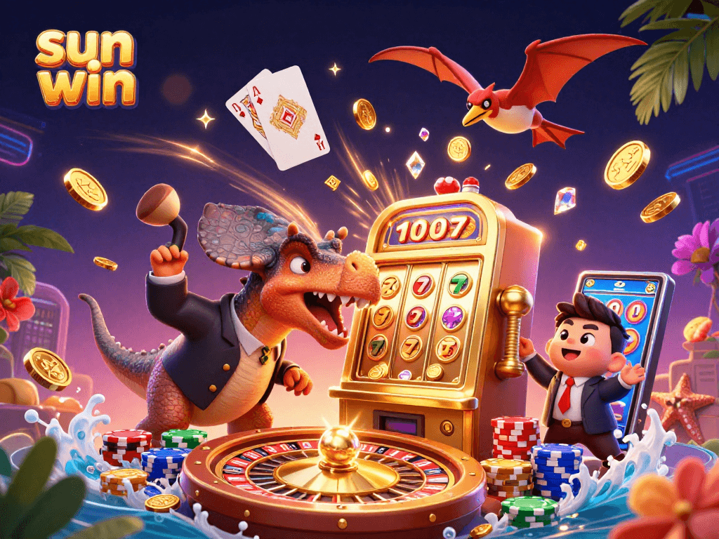 sun win offers thrilling jackpots as a pachycephalosaurus headbutts a slot machine