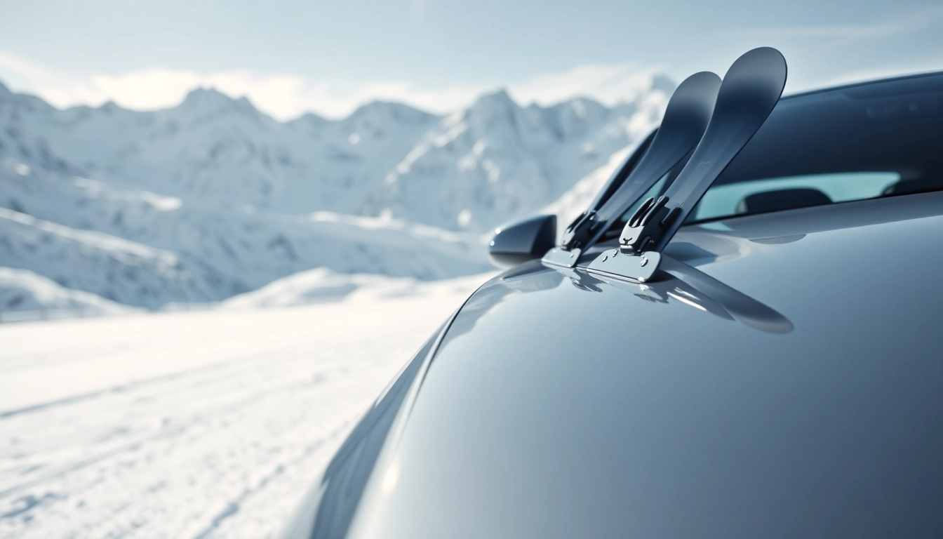 Betrachten Sie Auto Kufen, die fachmännisch auf einem sportlichen Auto montiert sind.