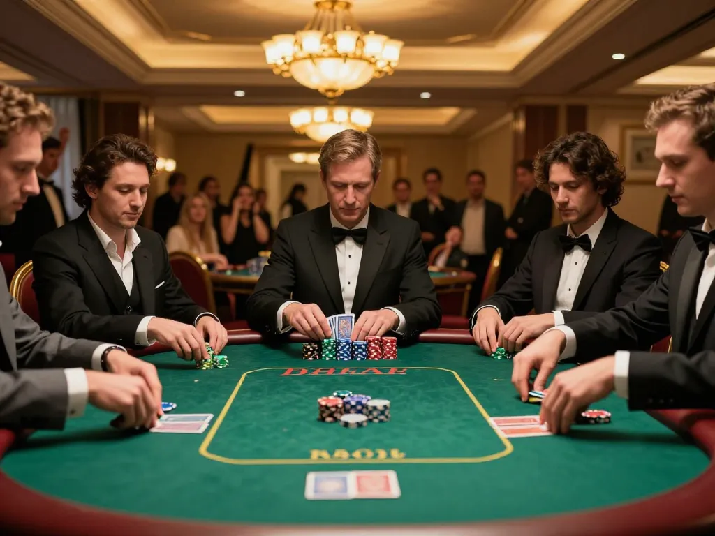 CM88 poker tournament with players engaged in strategic gameplay at upscale casino table
