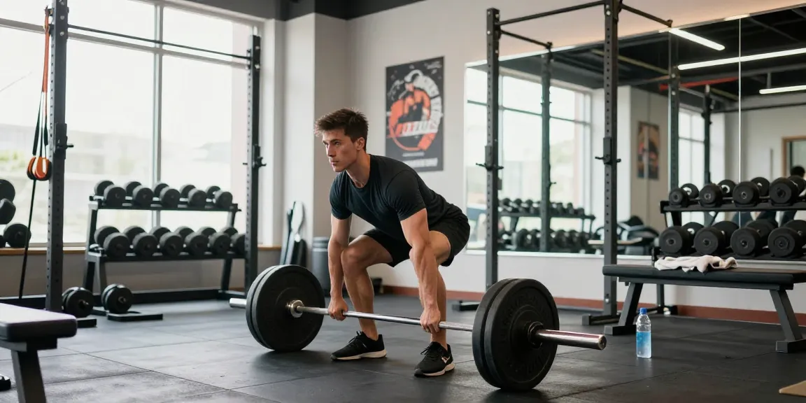 Fitness-Lebensstil mit einem Mann, der im Steroid Shop Deutschland Krafttraining macht und sich auf seine Fitnessziele konzentriert.