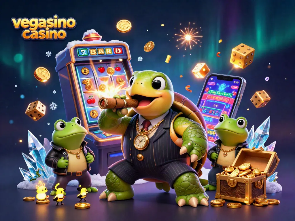 Spin and win at vegasino casino with vibrant characters and exciting jackpot action.
