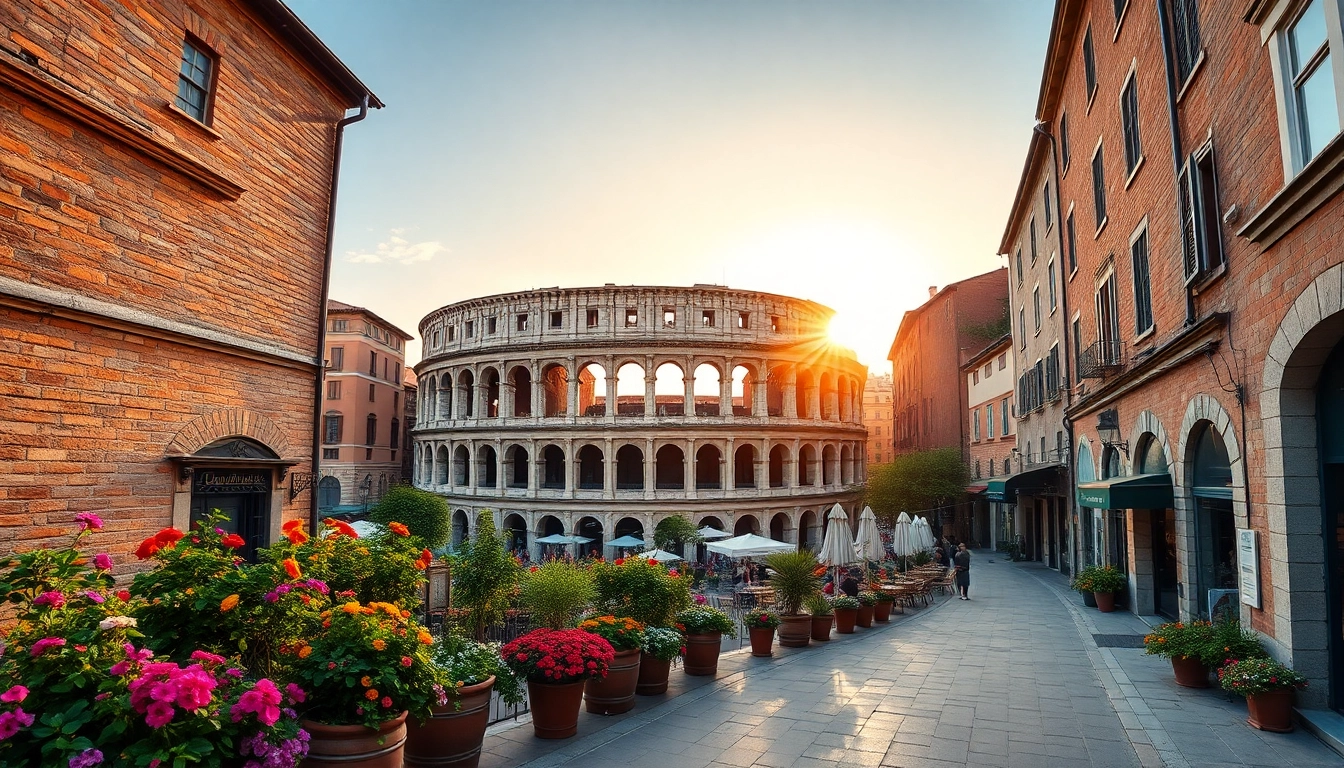 Verona Sehenswürdigkeiten: Majestic Arena di Verona with charming streets and warm golden light.