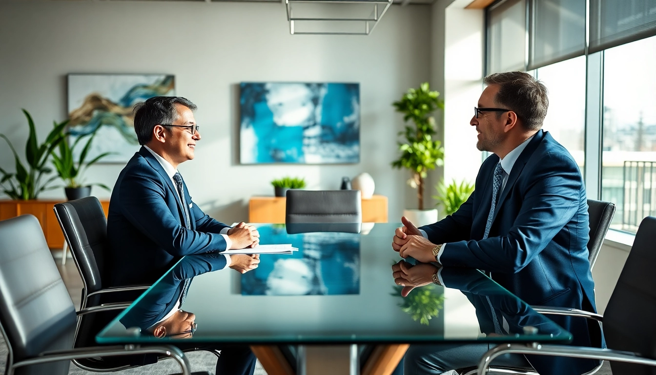 Headhunter Schweiz berät Klienten in einem modernen Büro mit natürlichem Licht.