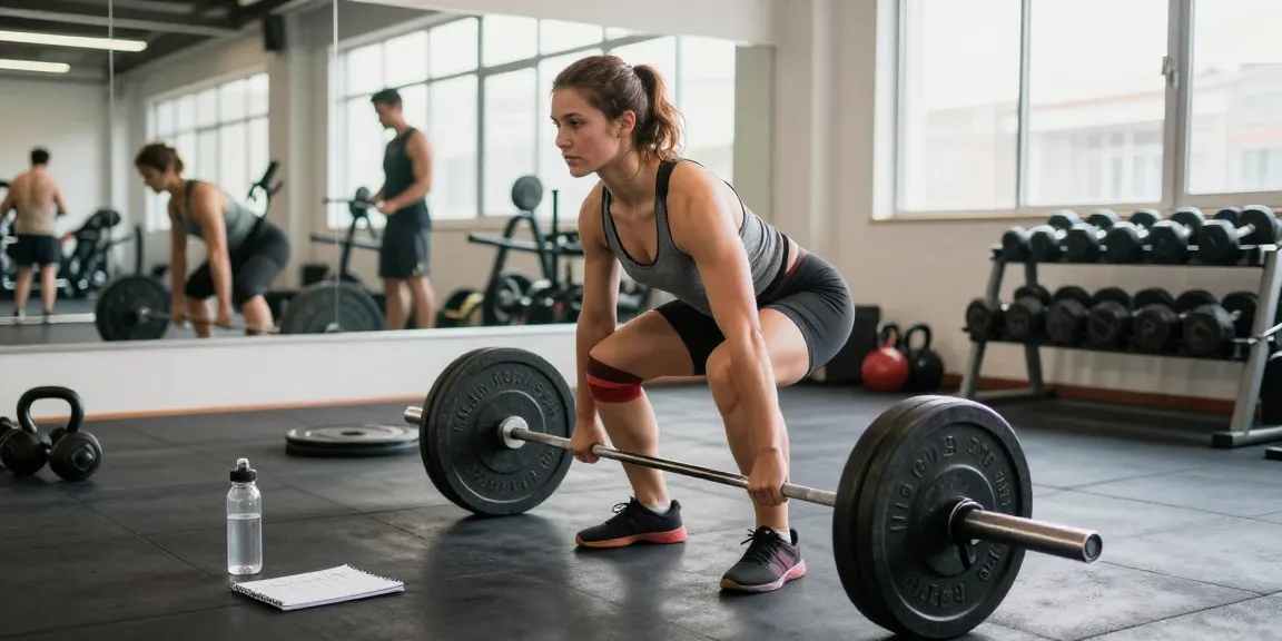 Selliza Shop - Athlet beim Deadlifting im modernen Fitnessstudio mit motivierender Atmosphäre.