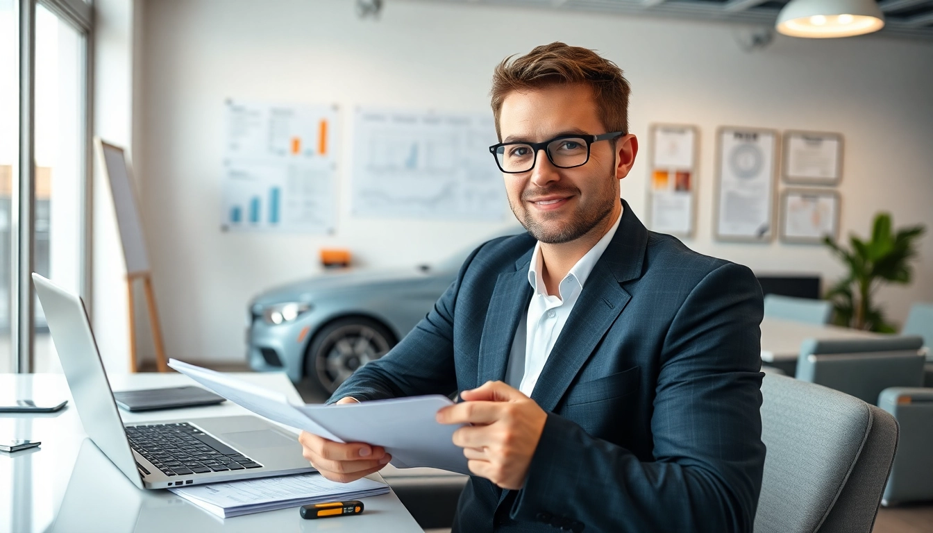 Kfz Gutachter Düsseldorf bewertet professionell Fahrzeuge in einem modernen Büro.
