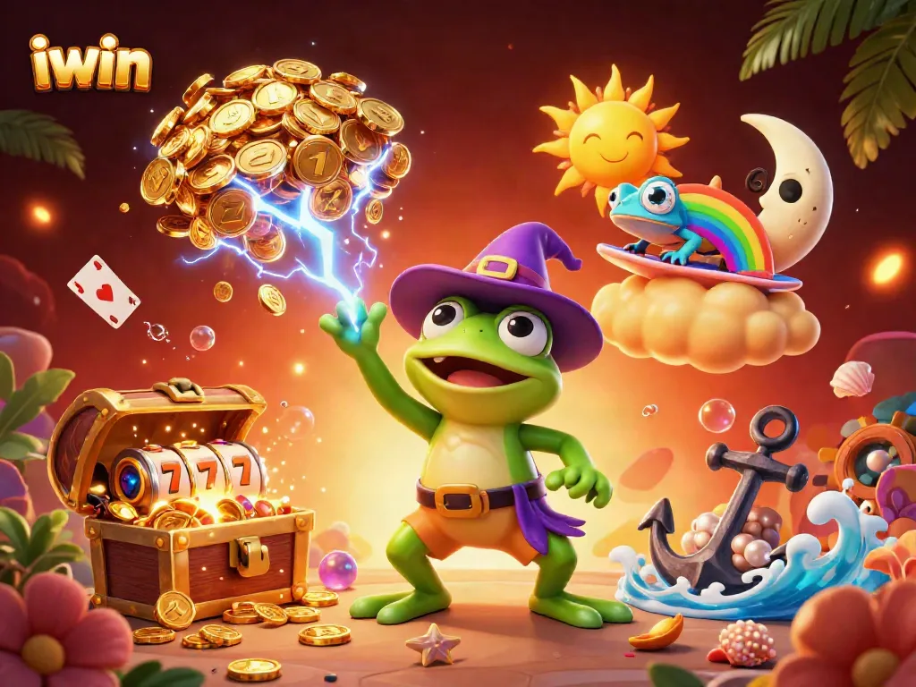Experience the excitement of iwin as lucky gems and golden coins create a vibrant casino atmosphere.