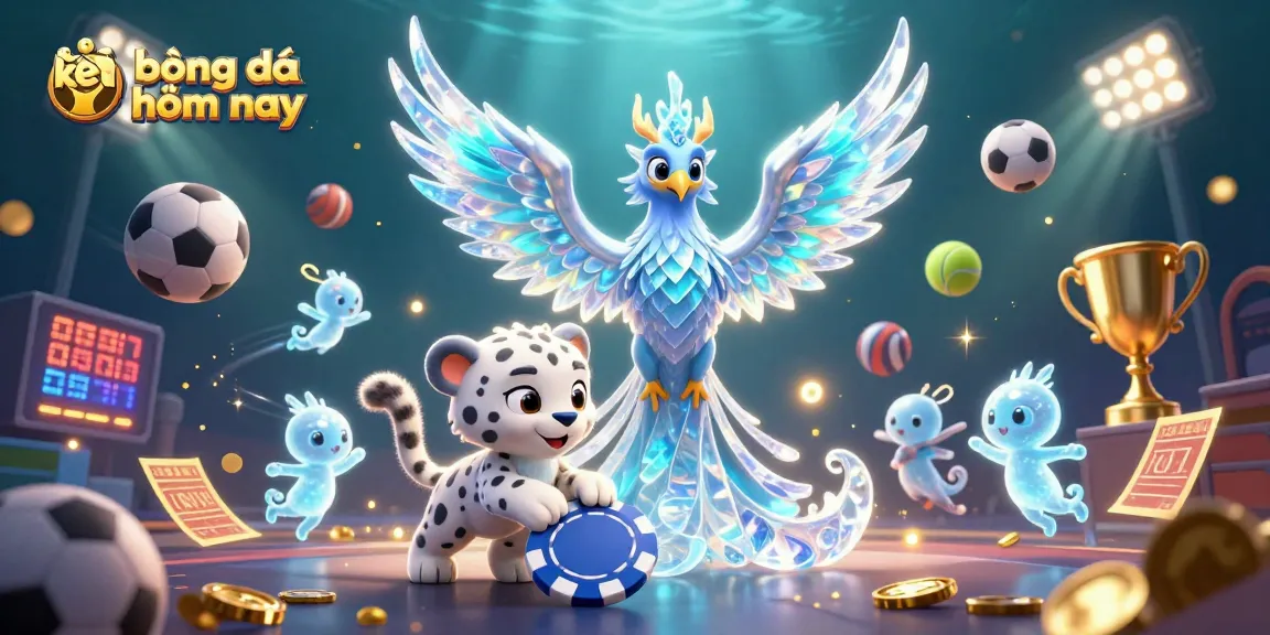Experience kèo bóng đá hôm nay with a dynamic scene featuring playful characters, sports elements, and exciting action.