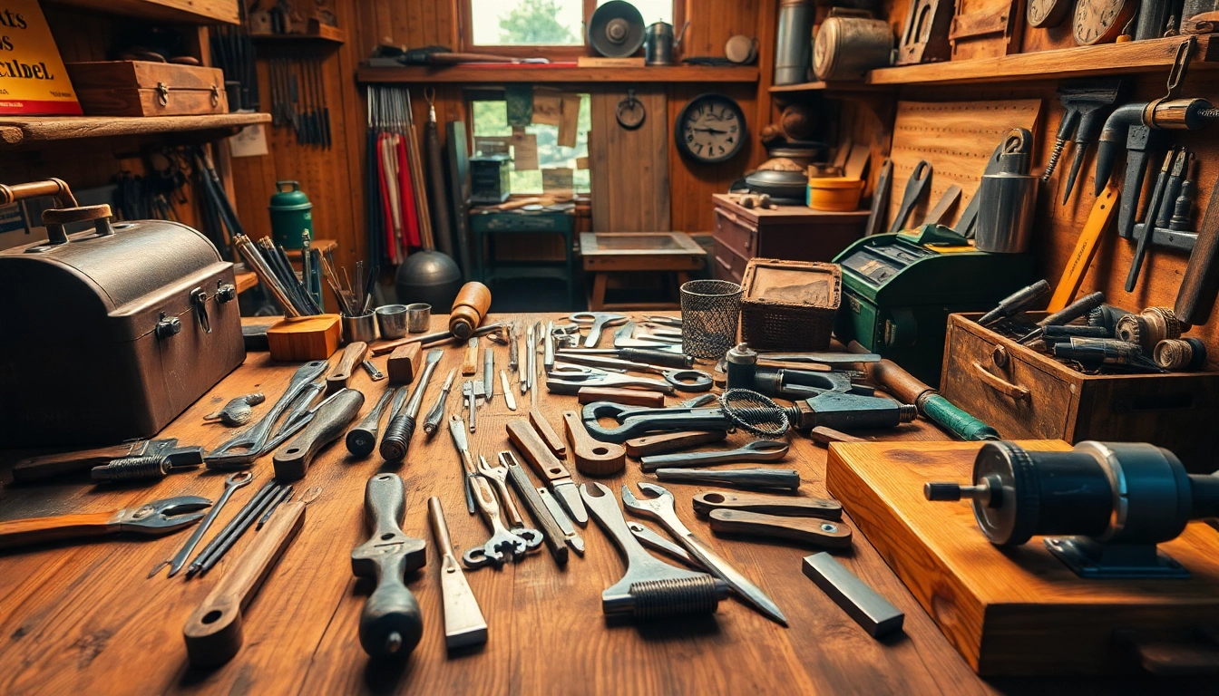 Verwendung von klauenschlüssel-Tools auf einem Holzarbeitsplatz.